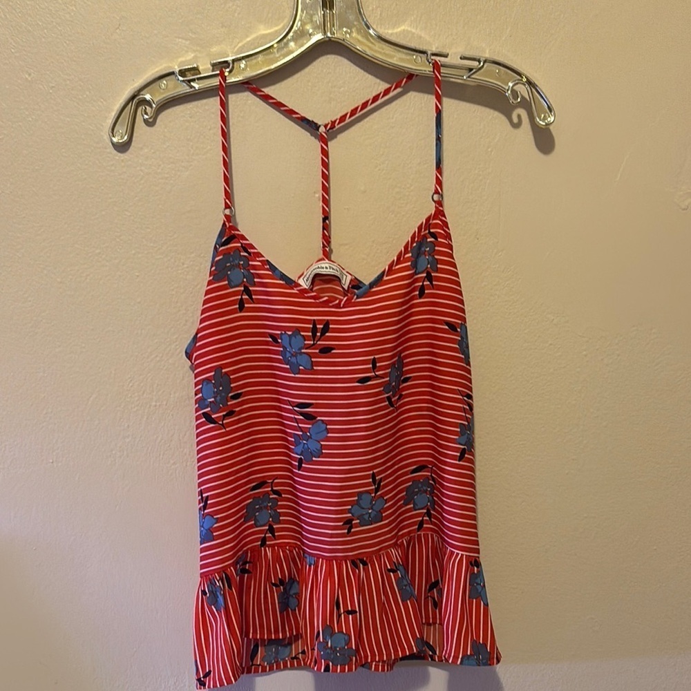 Abercrombie & Fitch Red and Blue Floral Camisole
